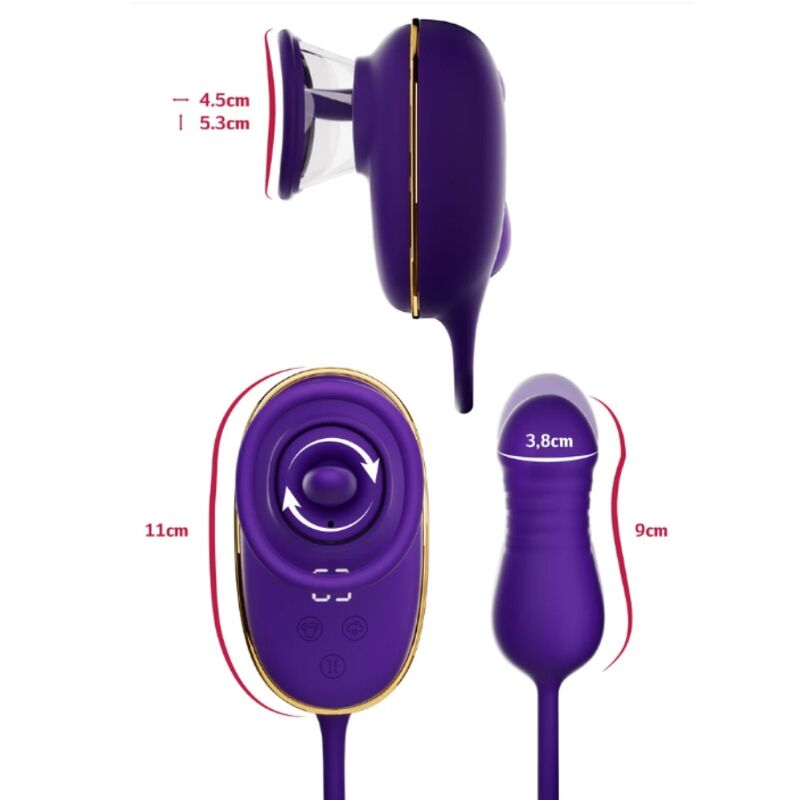 SHEEO APARELHO DE SUCyaO CLITORIANA COM EFEITO DE LAMBIDA E ESTIMULADOR ANAL ROXO