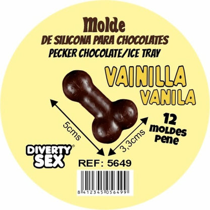 DIABLO PICANTE FORMA DE CHOCOLATE COM 12 PeNIS DE SILICONE PARA PENDURAR BAUNILHA