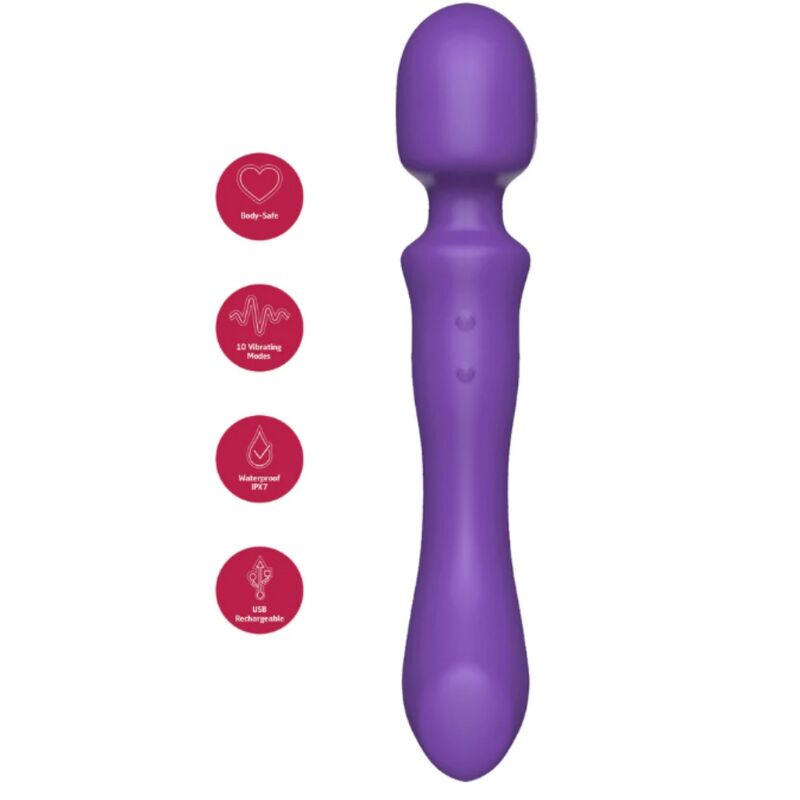 SHEEO VARINHA MASSAGEADORA VIBRAToRIA DE DUAS PONTAS ROXA