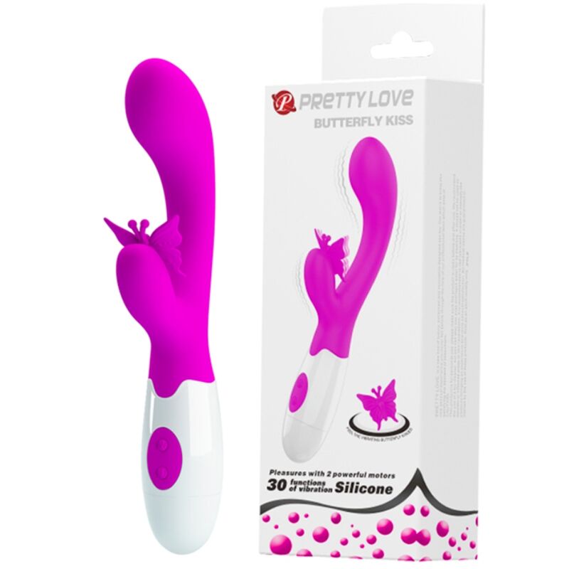 PRETTY LOVE BUTTERFLY KISS VIBRADOR COELHO COM 30 FUNyoES ROXO