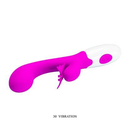 PRETTY LOVE BUTTERFLY KISS VIBRADOR COELHO COM 30 FUNyoES ROXO