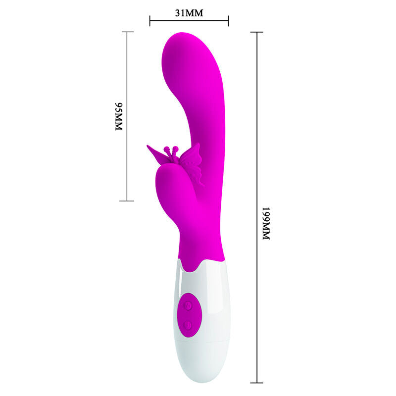 PRETTY LOVE BUTTERFLY KISS VIBRADOR COELHO COM 30 FUNyoES ROXO