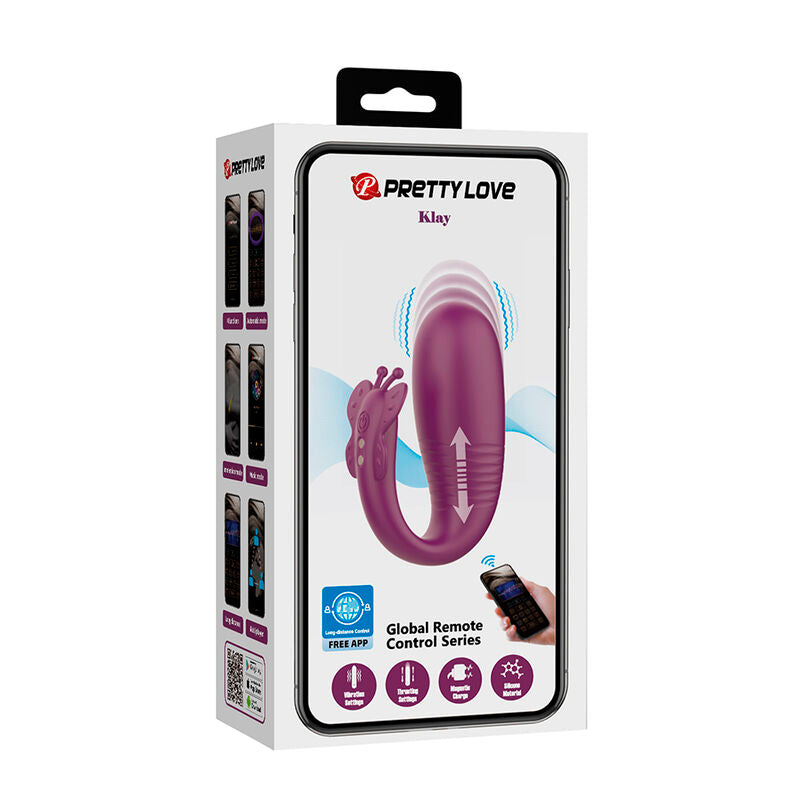 PRETTY LOVE VIBRADOR DE OVO COM ACIONAMENTO POR APLICATIVO KLAY ROXO