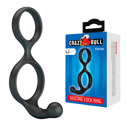 CRAZY BULL ANEL DUPLO FLORIAN PARA PeNIS E TESTiCULOS PRETO