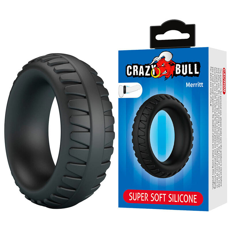 CRAZY BULL ANEL PENIANO DE SILICONE TEXTURIZADO MERRITT PRETO
